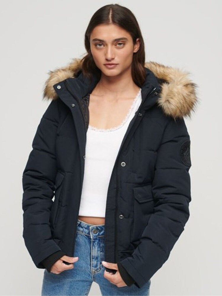 Superdry Blue Everest Hooded Puffer Bomber Jacket - Image 1 of 7
