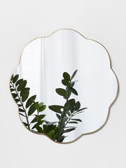 Oliver Bonas Gold Flora Scallop Hanging Mirror - Image 1 of 4