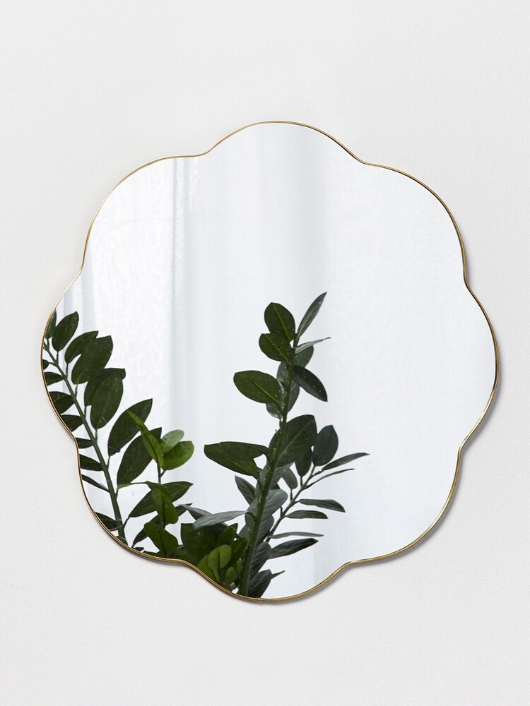 Oliver Bonas Gold Flora Scallop Hanging Mirror - Image 1 of 4 Oliver Bonas Gold Flora Scallop Hanging Mirror - Image 1 of 4