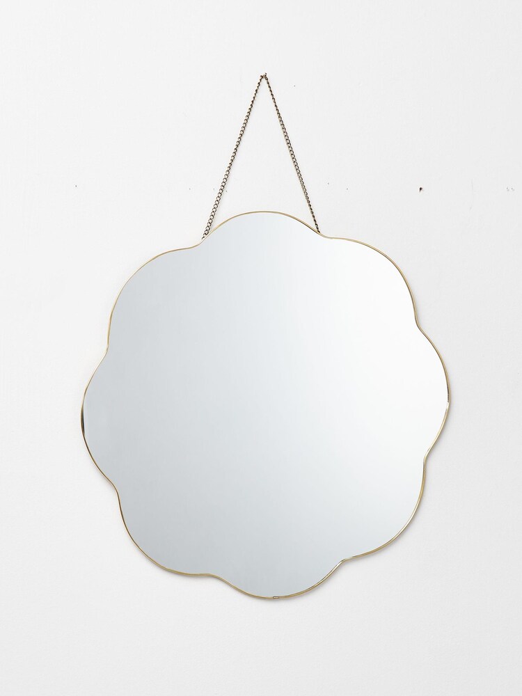 Oliver Bonas Gold Flora Scallop Hanging Mirror - Image 2 of 4 Oliver Bonas Gold Flora Scallop Hanging Mirror - Image 2 of 4