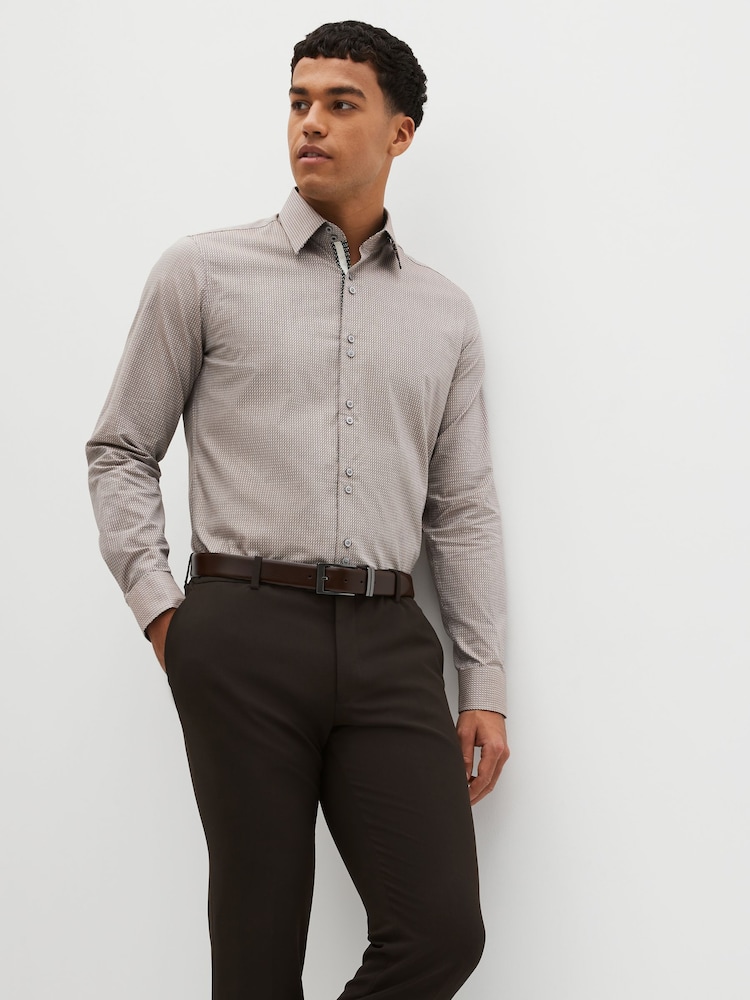 Maro neutru - Slim Fit - Trim Formal 100% Bumbac Oxford Cămăși - Image 1 of 8