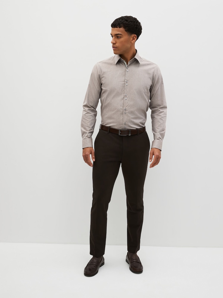 Maro neutru - Slim Fit - Trim Formal 100% Bumbac Oxford Cămăși - Image 2 of 8