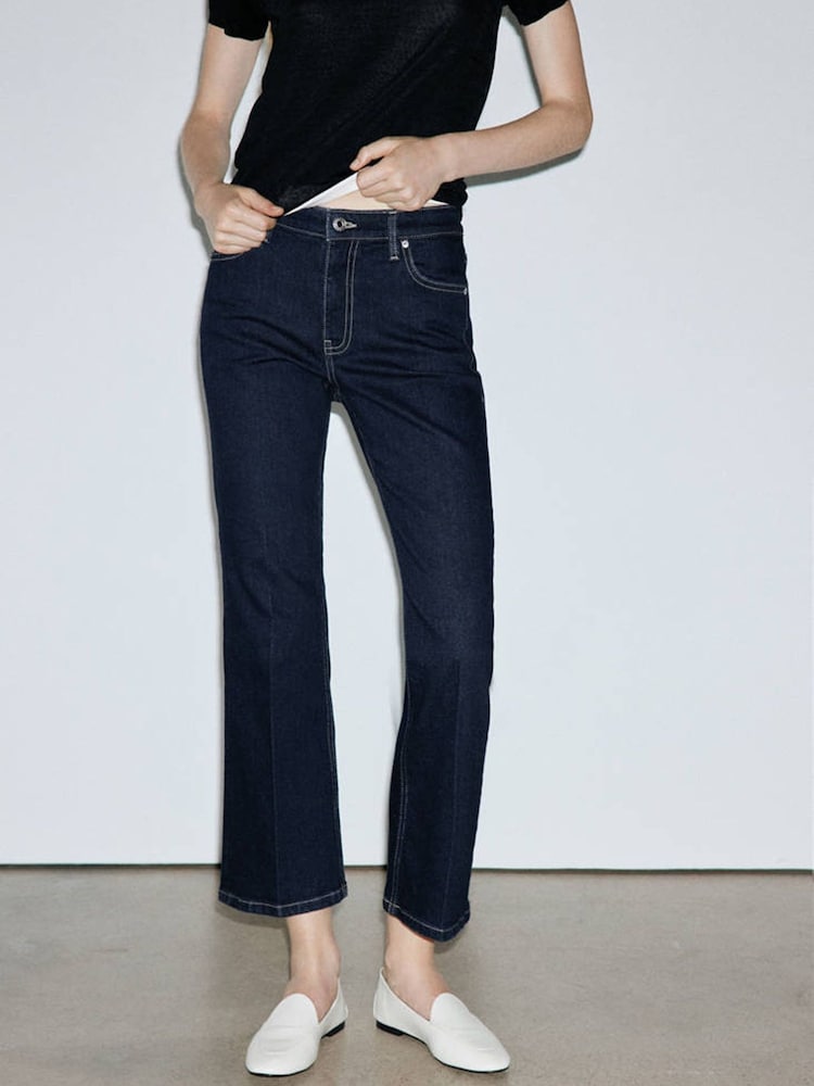 Mango Blue Sienna Ankle Crop Straight Jeans - Image 1 of 7