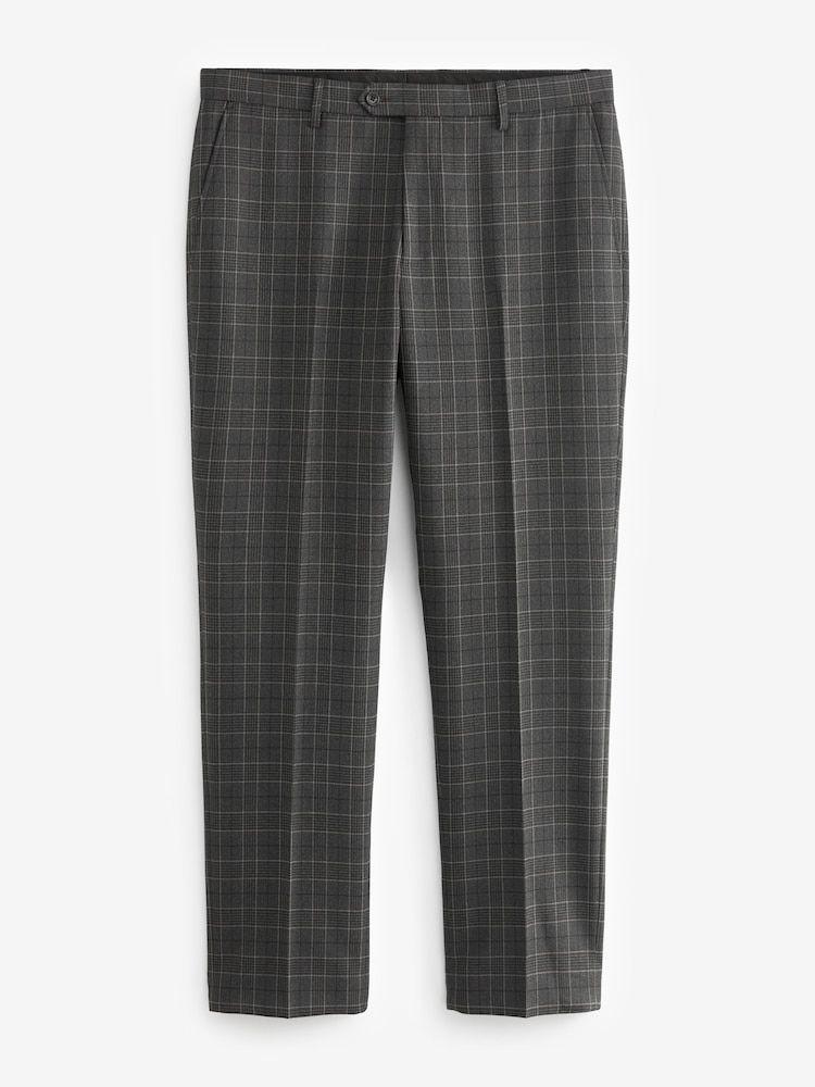 Gris de charbon de bois - Pantalon de costume à carreaux garni - Image 4 of 7