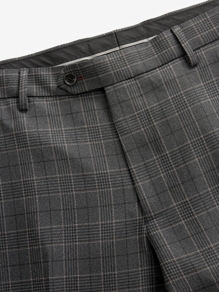Gris de charbon de bois - Pantalon de costume à carreaux garni - Image 5 of 7
