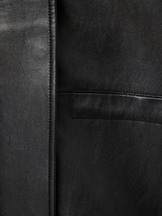Mango Black PU Cinch-Waist Barn Jacket - Image 7 of 7