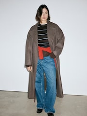 Mango Brown Wool Blend Belted Wrap Coat - Image 2 of 8