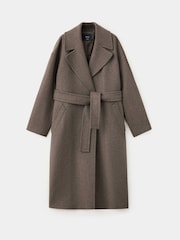 Mango Brown Wool Blend Belted Wrap Coat - Image 6 of 8