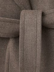 Mango Brown Wool Blend Belted Wrap Coat - Image 7 of 8