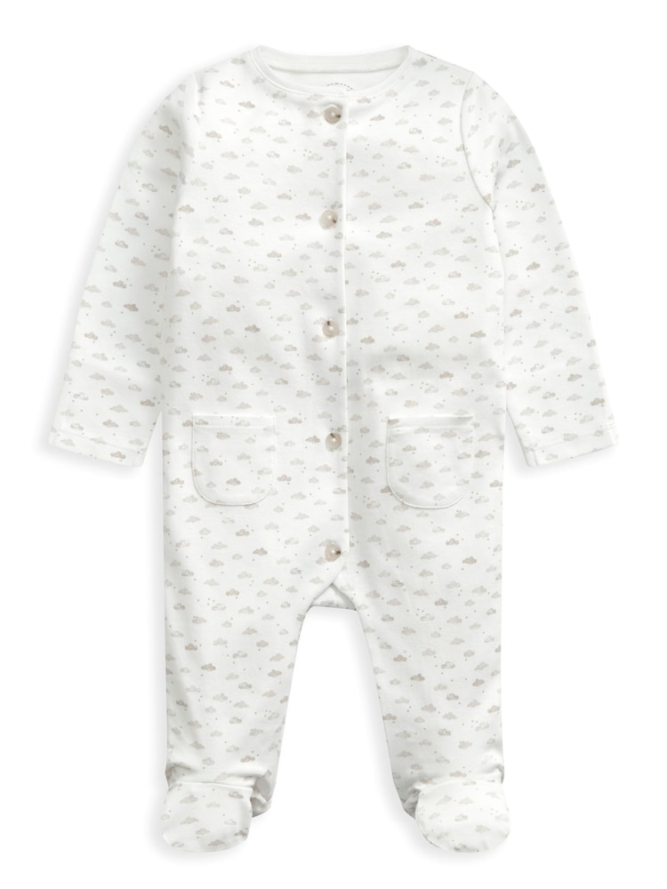 Mono blanco con estampado de nubes y botones de algodón 100% de Mamas & Papas - Imagen 2 de 4