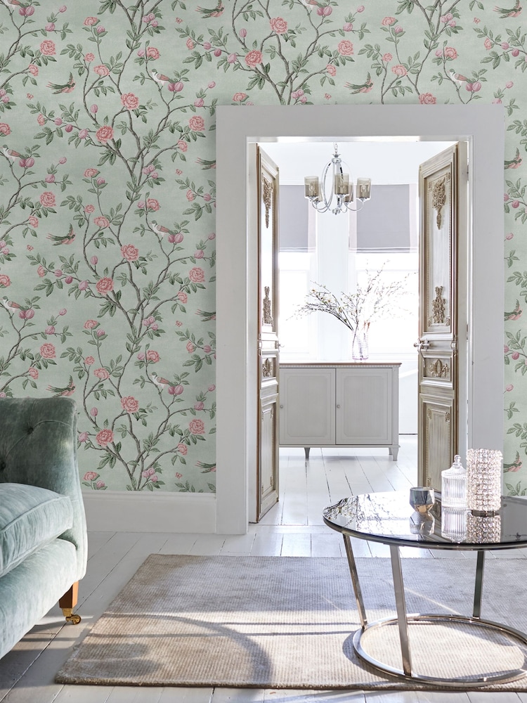 Laura Ashley Eau de Nil Eglantine A4 Wallpaper Sample - Image 4 of 4 Laura Ashley Eau de Nil Eglantine A4 Wallpaper Sample - Image 4 of 4