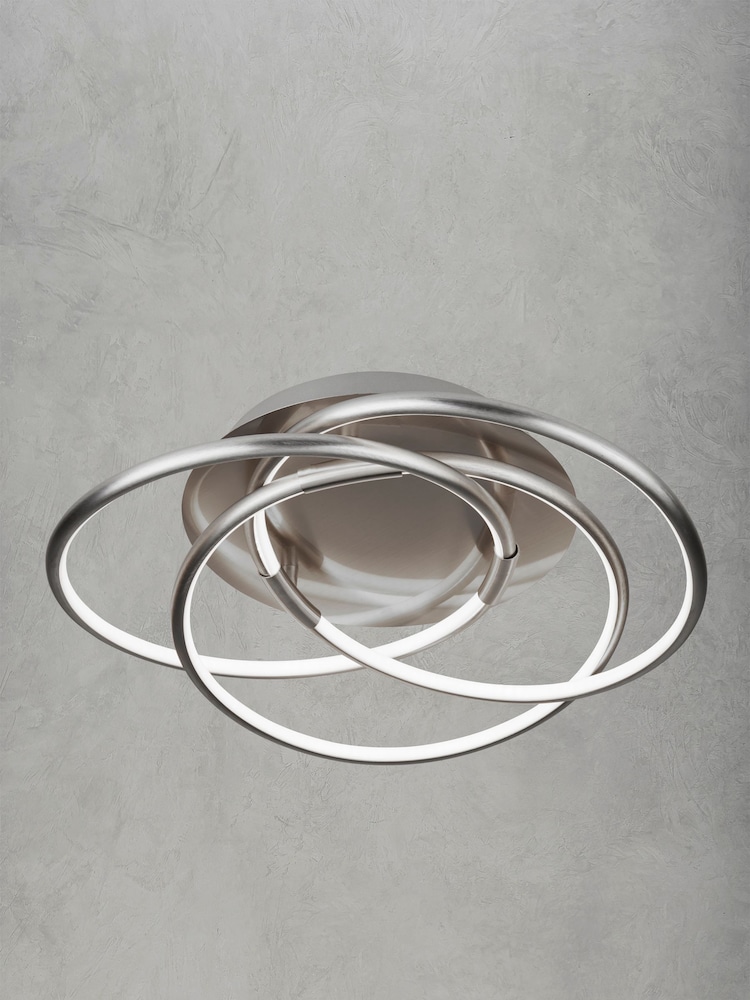 Searchlight Satin Silver Cebu Flush Ceiling Light - Image 1 of 3