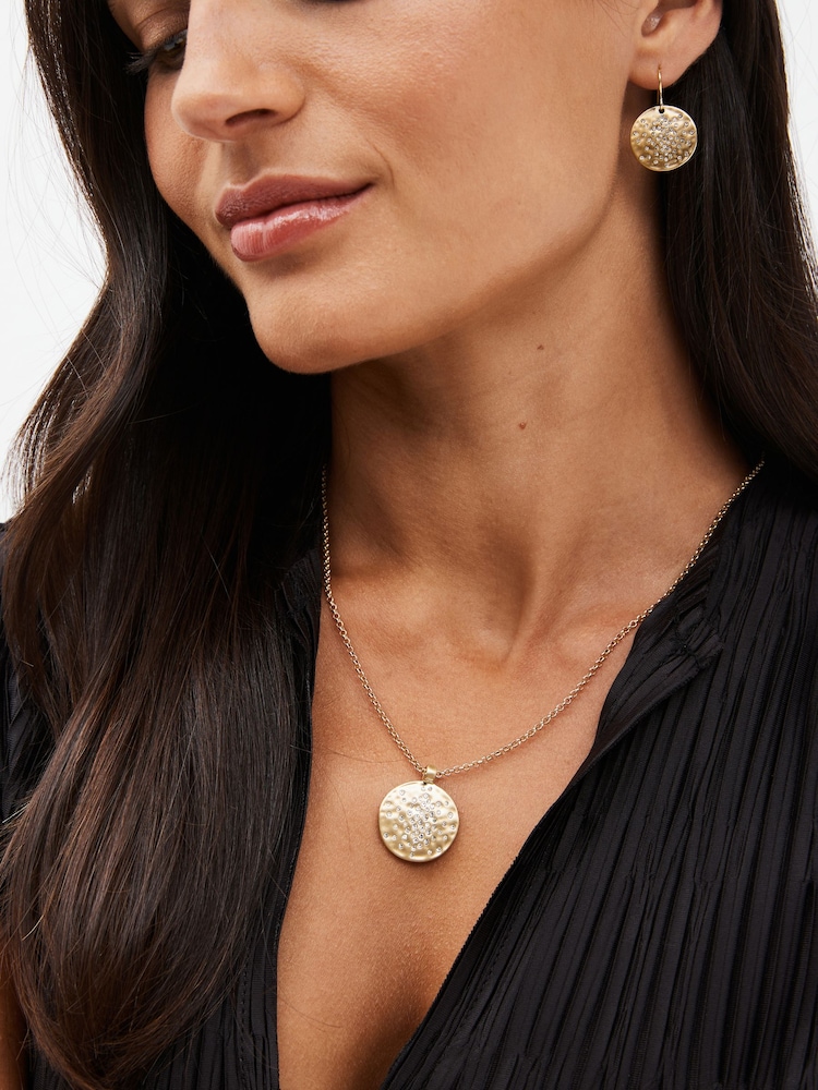 Gold Tone Sparkle Disc Necklace - Image 1 of 1