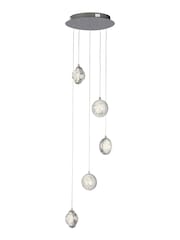 Searchlight Chrome Arum Bubble Glass 5Lt Pendant Ceiling Light - Image 2 of 3