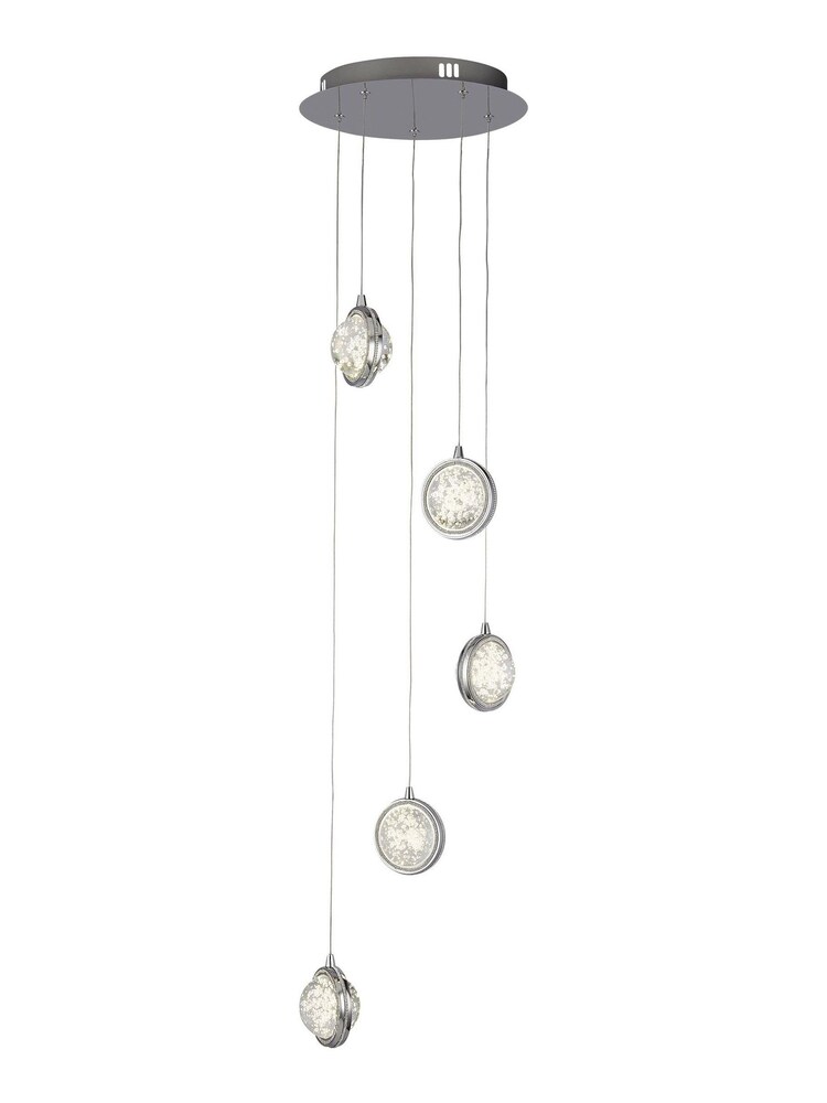 Searchlight Chrome Arum Bubble Glass 5Lt Pendant Ceiling Light - Image 2 of 3