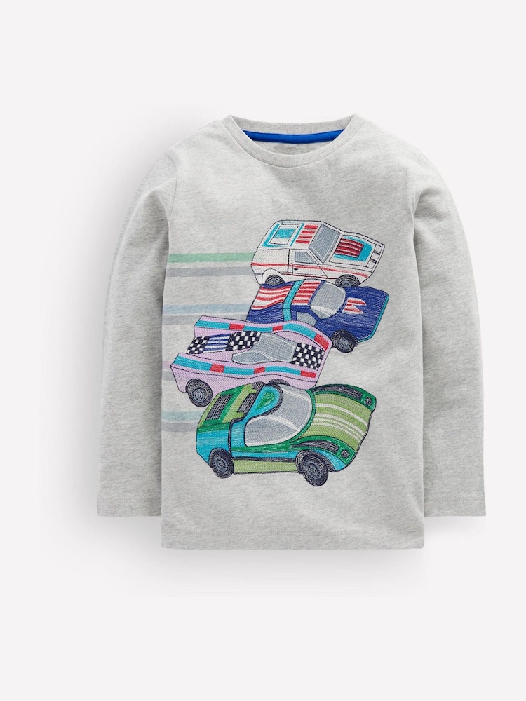 Boden Grey Longsleeve Superstitch T-Shirt - Image 1 of 3