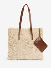 FatFace Natural Lori Shearling Tote - Image 1 of 1