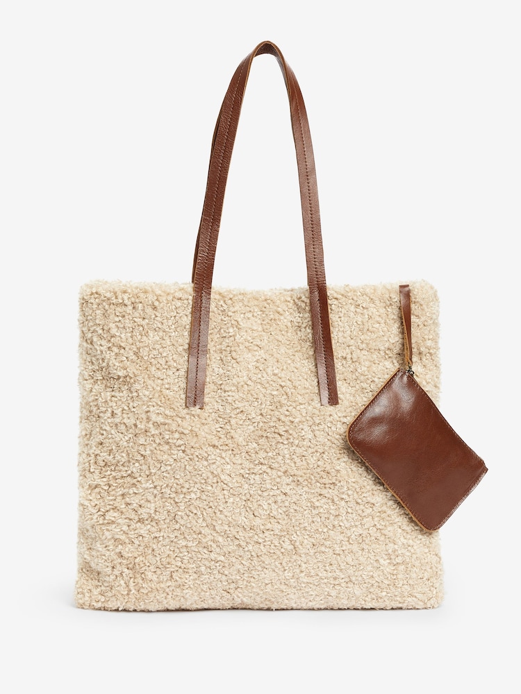 FatFace Natural Lori Shearling Tote - Image 1 of 1