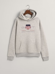 GANT Grey Archive Shield Logo Hoodie - Image 1 of 3