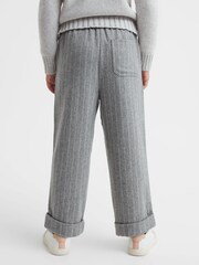 Reiss Grey Faye 4-9 yrs Wool Blend Striped Elasticated Trousers - Image 5 of 6