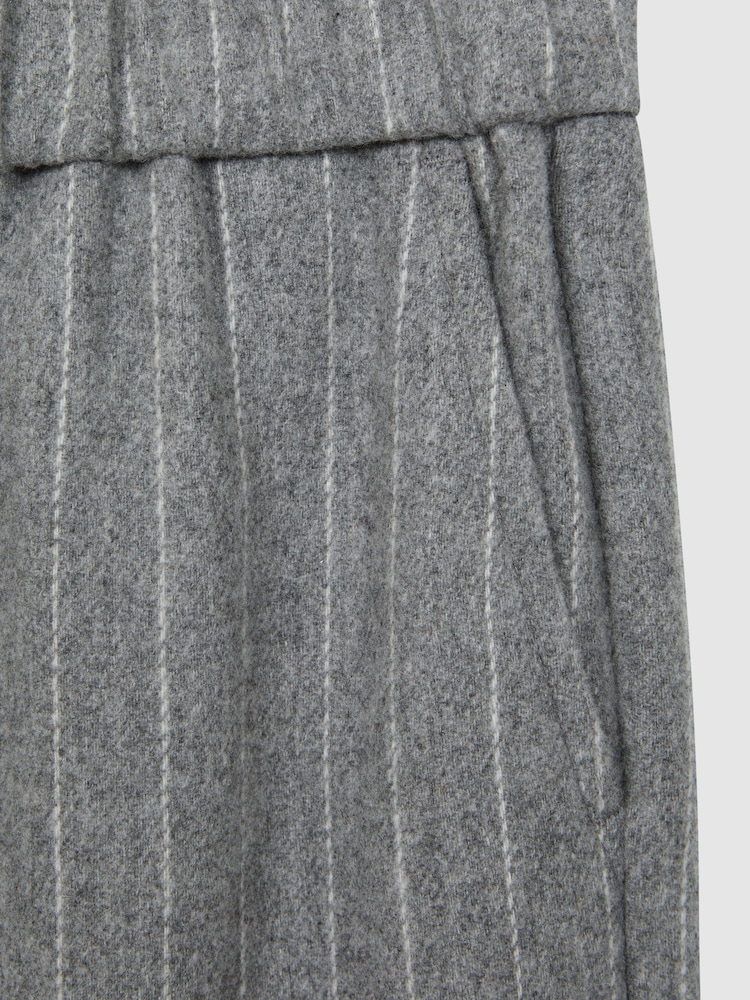 Reiss Grey Faye 4-9 yrs Wool Blend Striped Elasticated Trousers - Image 6 of 6