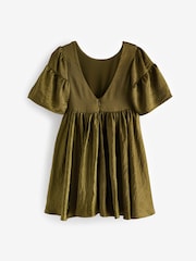 Olive Green Textured Satin Dress (3-16yrs) - Image 5 of 6