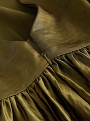 Olive Green Textured Satin Dress (3-16yrs) - Image 6 of 6