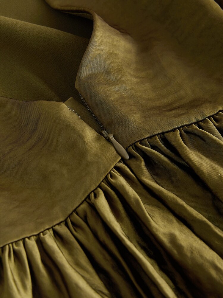 Olive Green Textured Satin Dress (3-16yrs) - Image 6 of 6 Olive Green Textured Satin Dress (3-16yrs) - Image 6 of 6