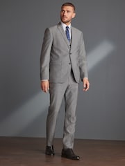 Light Grey Regular Fit Signature Tollegno Wool Suit: Trousers - Image 2 of 6