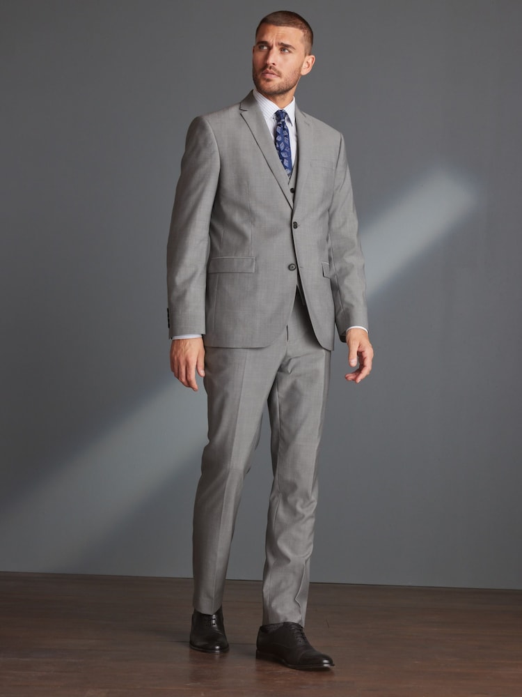 Light Grey Regular Fit Signature Tollegno Wool Suit: Trousers - Image 2 of 6