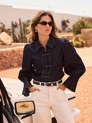 Mint Velvet Blue Denim Knot Button Shirt - Image 5 of 8