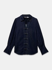 Mint Velvet Blue Denim Knot Button Shirt - Image 7 of 8
