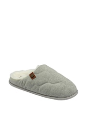 Dunlop Grey Ladies Closed Toe Quilted Mule Slippers - Image 1 of 4
