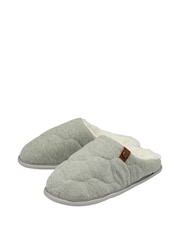 Dunlop Grey Ladies Closed Toe Quilted Mule Slippers - Image 2 of 4