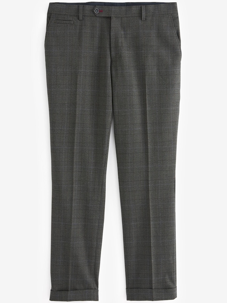 Green Slim Trimmed Check Suit: Trousers - Image 1 of 1