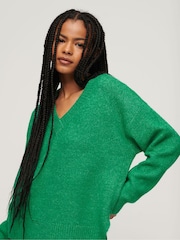 Grün - Superdry Oversize-Pullover mit V-Ausschnitt - Bild 3 von 6
