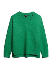 Grün - Superdry Oversize-Pullover mit V-Ausschnitt - Bild 4 von 6
