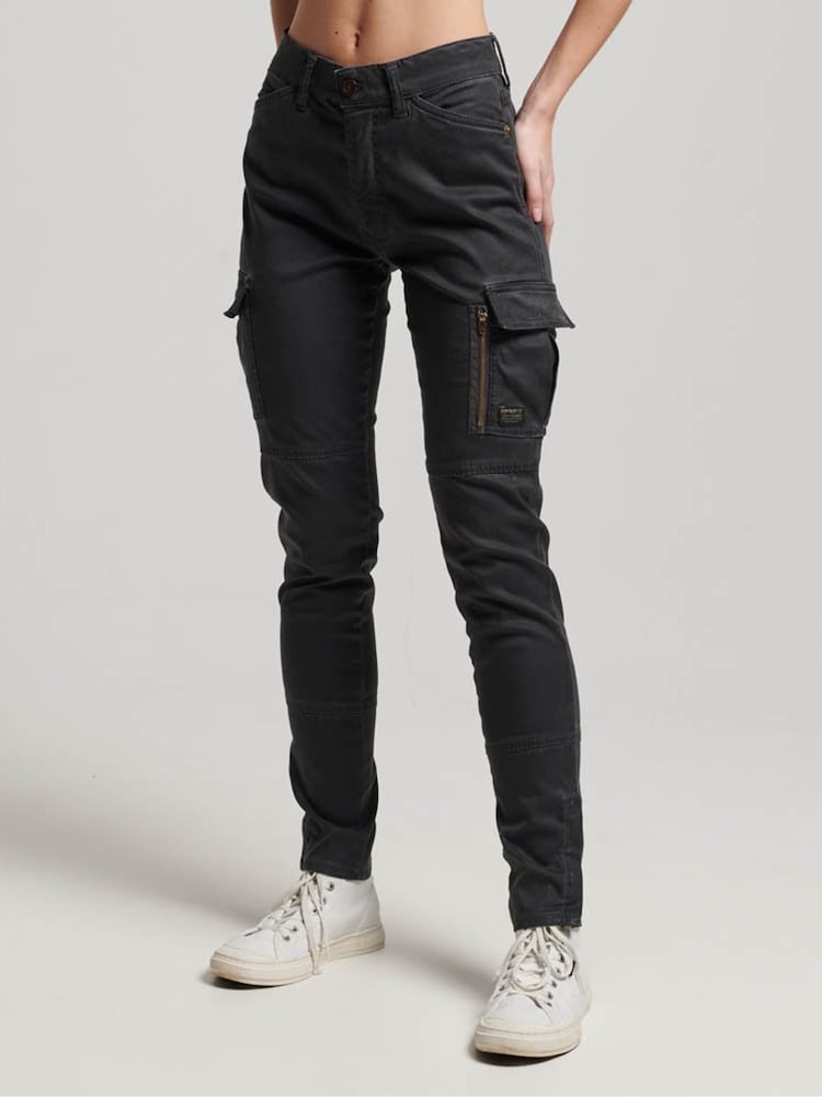 Superdry Black Skinny Fit Cargo Joggers - Image 1 of 7 Superdry Black Skinny Fit Cargo Joggers - Image 1 of 7