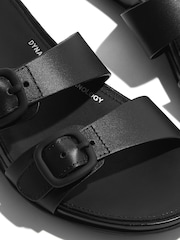 FitFlop Gracie Black Rubbre-Buckle Two-Bar Leather Slides - Image 4 of 4