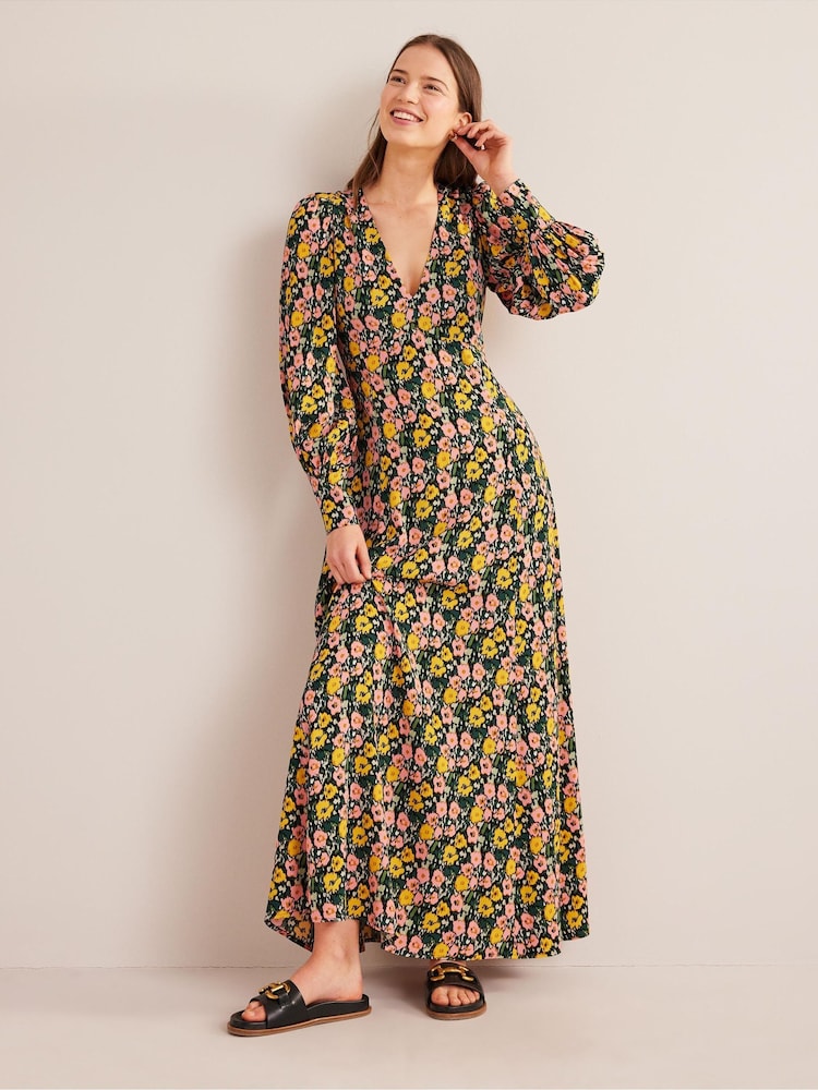 Boden Green Blouson Sleeve Maxi Tea Dress - Image 1 of 9 Boden Green Blouson Sleeve Maxi Tea Dress - Image 1 of 9