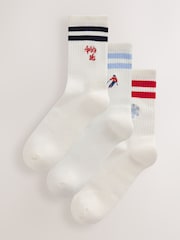 Ski Embroidered Icons - Sportinės kojinės su pagalvėlės padu ir briaunotu kulkšnies įtvaru 3 pakuotė - 1 paveikslėlis iš 6