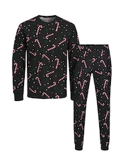 JJXX Black Christmas Lounge Pyjamas Set - Image 1 of 2