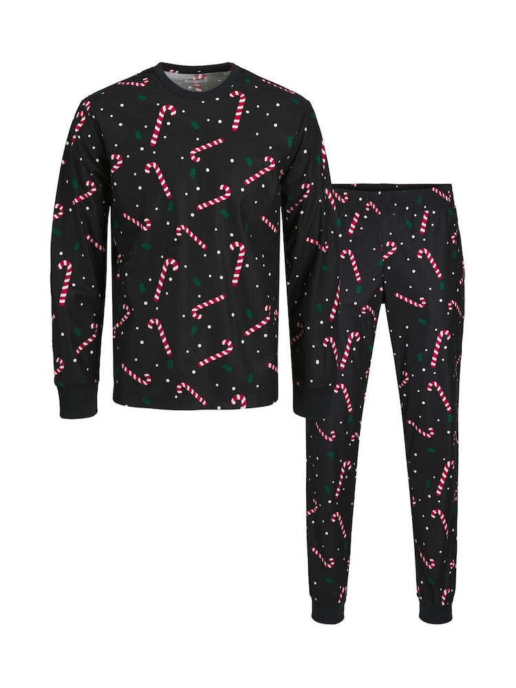 JJXX Black Christmas Lounge Pyjamas Set - Image 1 of 2