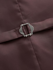 Taupe Brown Regular Fit Trimmed Check Suit Waistcoat - Image 6 of 8