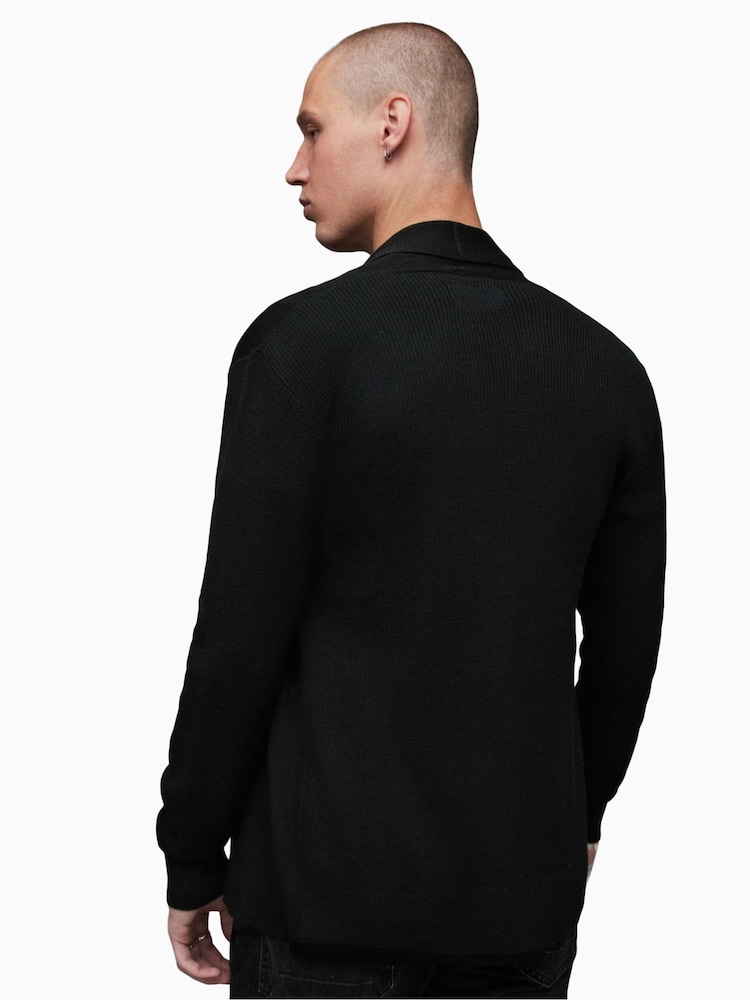 AllSaints Black Mode Merino Open Cardigan - Image 2 of 5 AllSaints Black Mode Merino Open Cardigan - Image 2 of 5