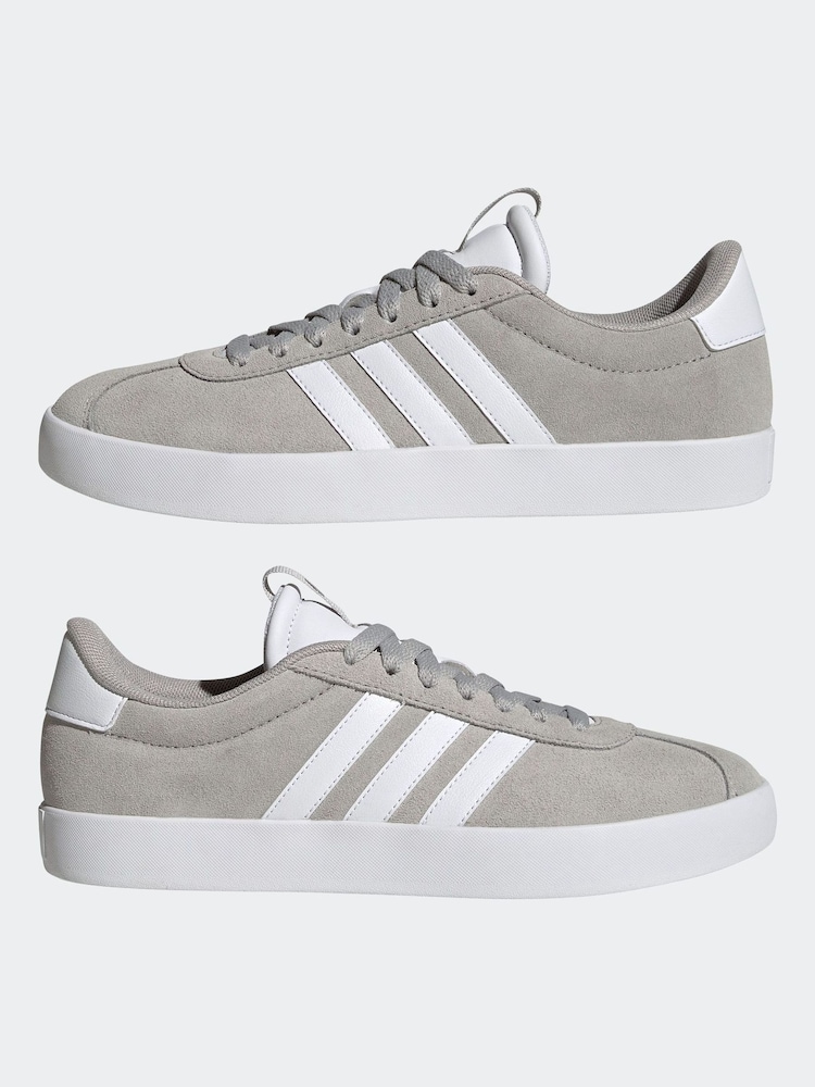 adidas Grey/White VL Court 3.0 Trainers - Image 3 of 9