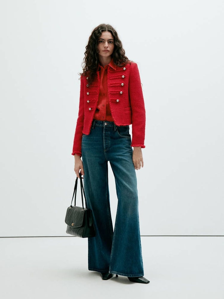 Mango Red Military Jacket - Image 2 of 7 Mango Red Military Jacket - Image 2 of 7