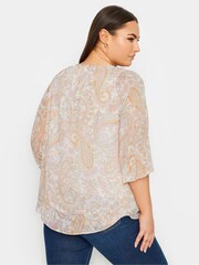 Yours Curve Pink Tie Neck Blouse - Image 2 of 4