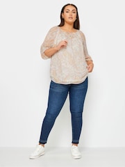 Yours Curve Pink Tie Neck Blouse - Image 3 of 4