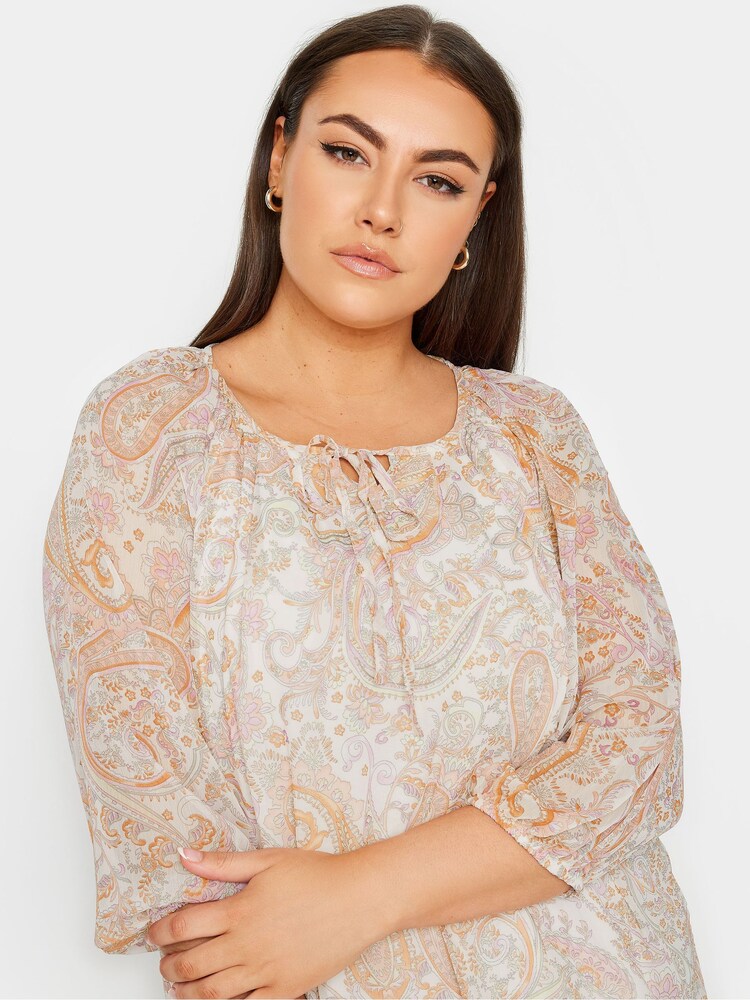 Yours Curve Pink Tie Neck Blouse - Image 4 of 4